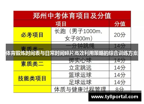 体育锻炼时间表与日常时间碎片高效利用策略的综合训练方案